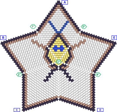 Обратная сторона объемной звезды с 5-ю лучами, созданная в программе 'Бисероплетение с MyJane'