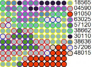 Схема вышивки бисером с цветными контурами бусин - программа 'Бисер и мулине с MyJane'