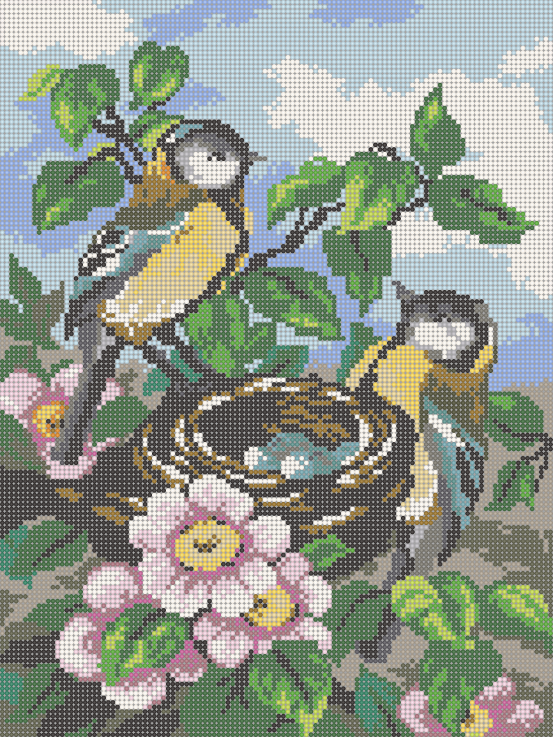 Птички - схема вышивки бисером Елены Ивановой для бесплатного скачивания