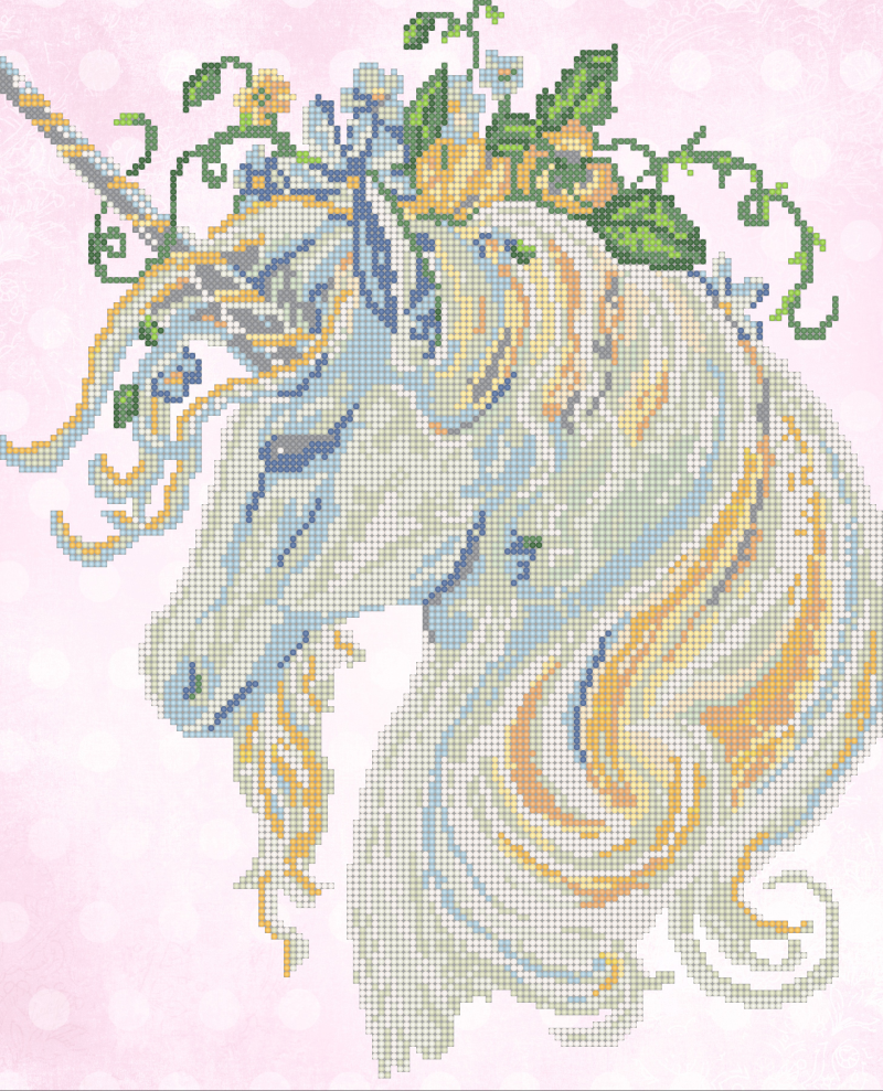Схема вышивки животных 'Единорог' - схема вышивки бисером Елены Ивановой для бесплатного скачивания