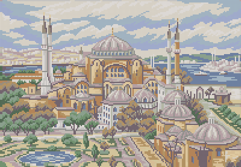 Схема вышивки пейзажей 'Стамбул' - схема вышивки бисером Елены Ивановой для бесплатного скачивания