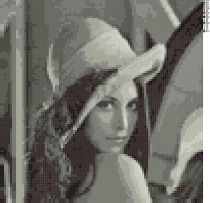Картина в оттенках серого плиткой мозаики различных размеров в схемах программы 'Мозаика плиткой с MyJane'