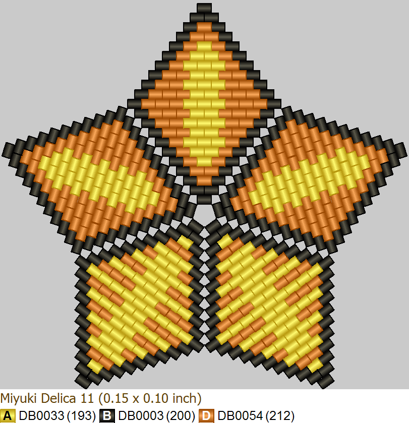 Схема геометрического бисероплетения формата '3D звезда с 5-ю вершинами', созданная в программе 'Бисероплетение с MyJane'