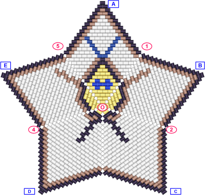 Лицевая сторона объемной звезды с 5-ю лучами, созданная в программе 'Бисероплетение с MyJane'