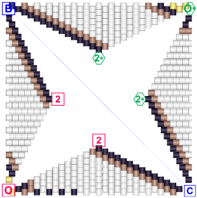 2nd warped square of 3d peyote star made in software 'PeyoteCreator'